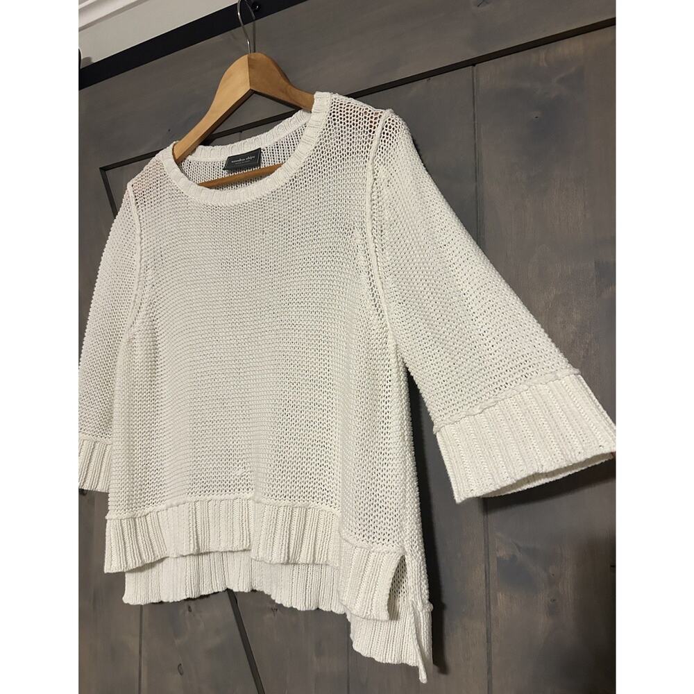 Wooden Ships Cotton Blend Open XS Knit Pullover Sweater Short Sleeve Beachy Boho